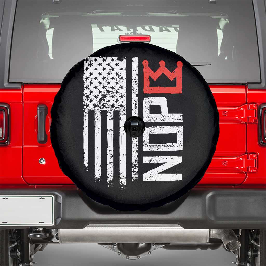 Funny Nope No Kings Vintage American Flag Spare Tire Cover - Wonder Print Shop