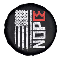 Funny Nope No Kings Vintage American Flag Spare Tire Cover - Wonder Print Shop