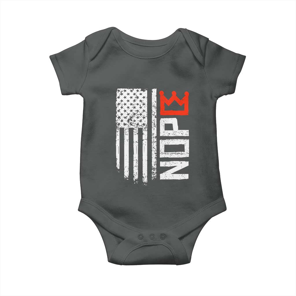 Funny Nope No Kings Vintage American Flag Baby Onesie - Wonder Print Shop
