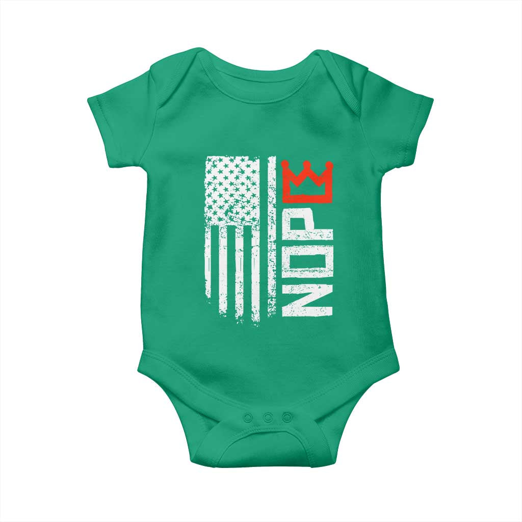 Funny Nope No Kings Vintage American Flag Baby Onesie - Wonder Print Shop