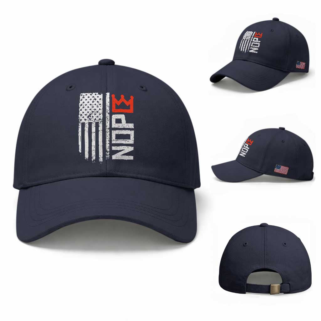 Funny Nope No Kings Vintage American Flag Baseball Cap