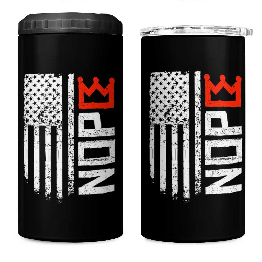 Funny Nope No Kings Vintage American Flag 4 in 1 Can Cooler Tumbler - Wonder Print Shop