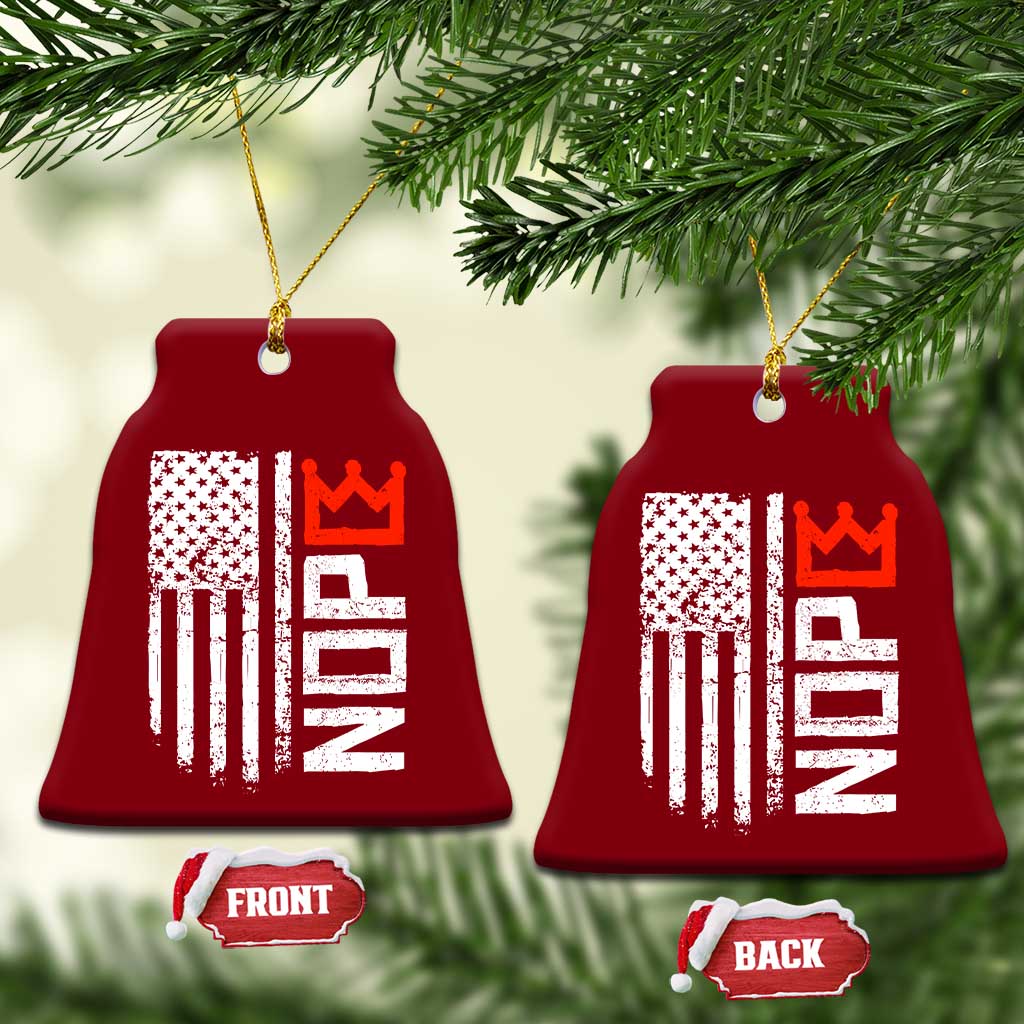 Funny Nope No Kings Vintage American Flag Ceramic Ornament - Wonder Print Shop