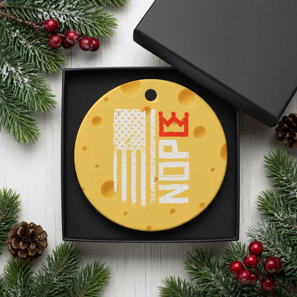Funny Nope No Kings Vintage American Flag Ceramic Ornament - Wonder Print Shop