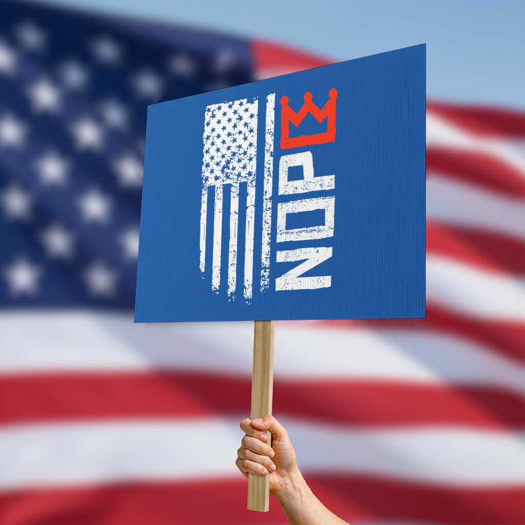 Funny Nope No Kings Vintage American Flag Protest Sign - Wonder Print Shop