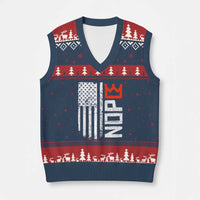 Funny Nope No Kings Vintage American Flag V-Neck Knit Sweater Vest - Wonder Print Shop