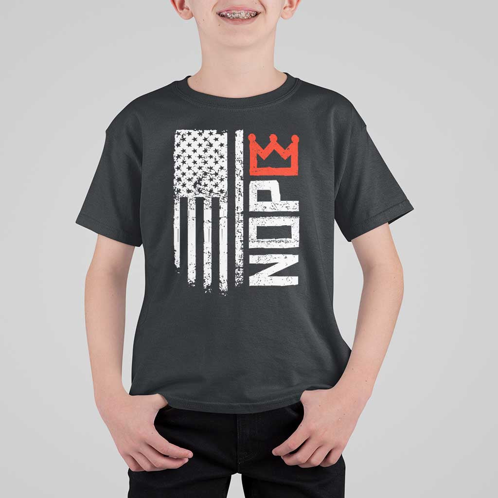Funny Nope No Kings Vintage American Flag T Shirt For Kid - Wonder Print Shop