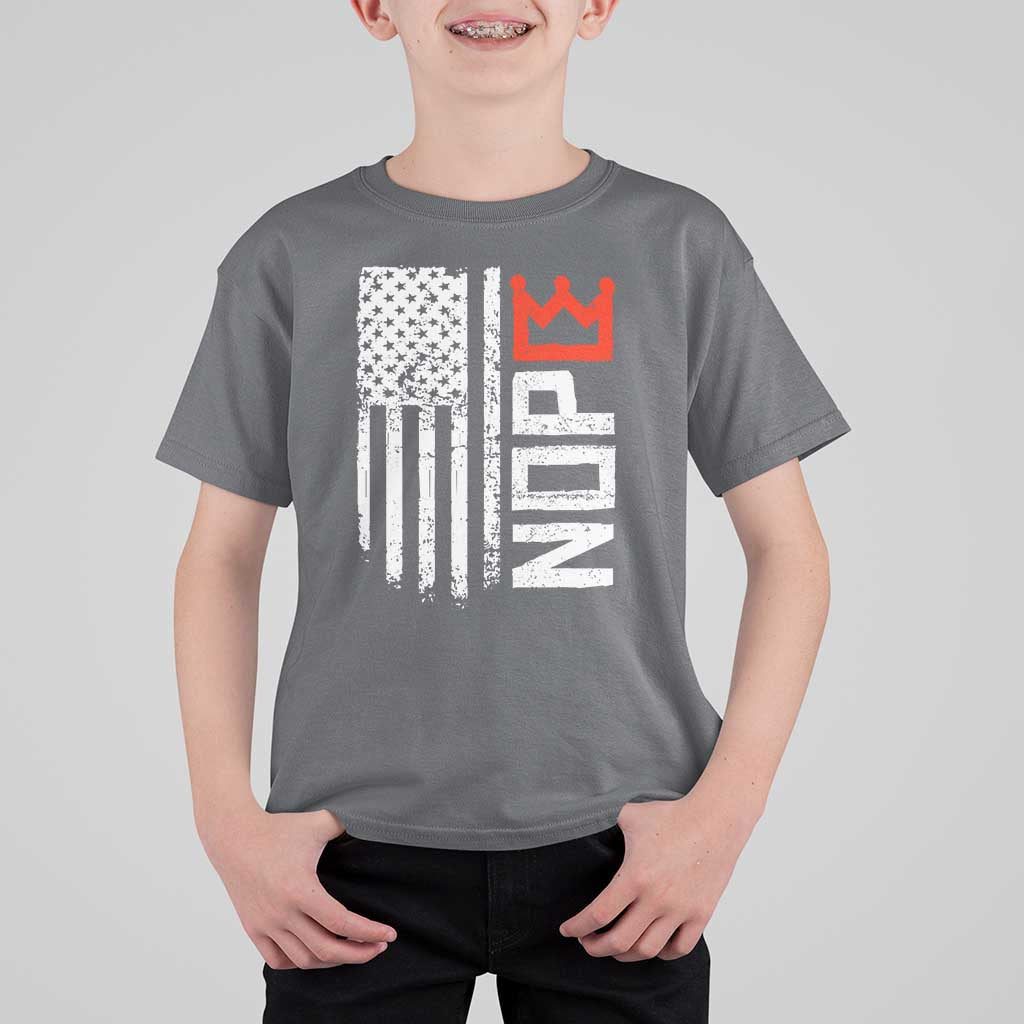 Funny Nope No Kings Vintage American Flag T Shirt For Kid - Wonder Print Shop