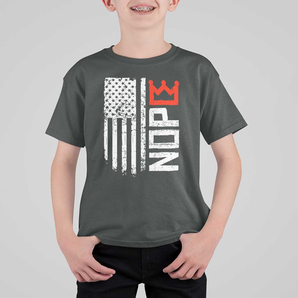 Funny Nope No Kings Vintage American Flag T Shirt For Kid - Wonder Print Shop