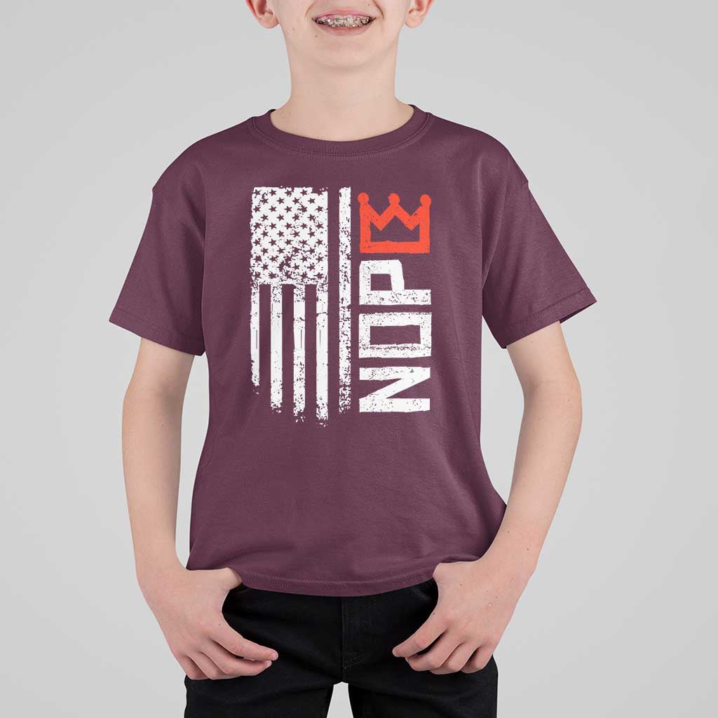 Funny Nope No Kings Vintage American Flag T Shirt For Kid - Wonder Print Shop