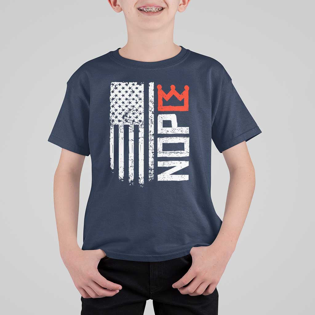 Funny Nope No Kings Vintage American Flag T Shirt For Kid - Wonder Print Shop