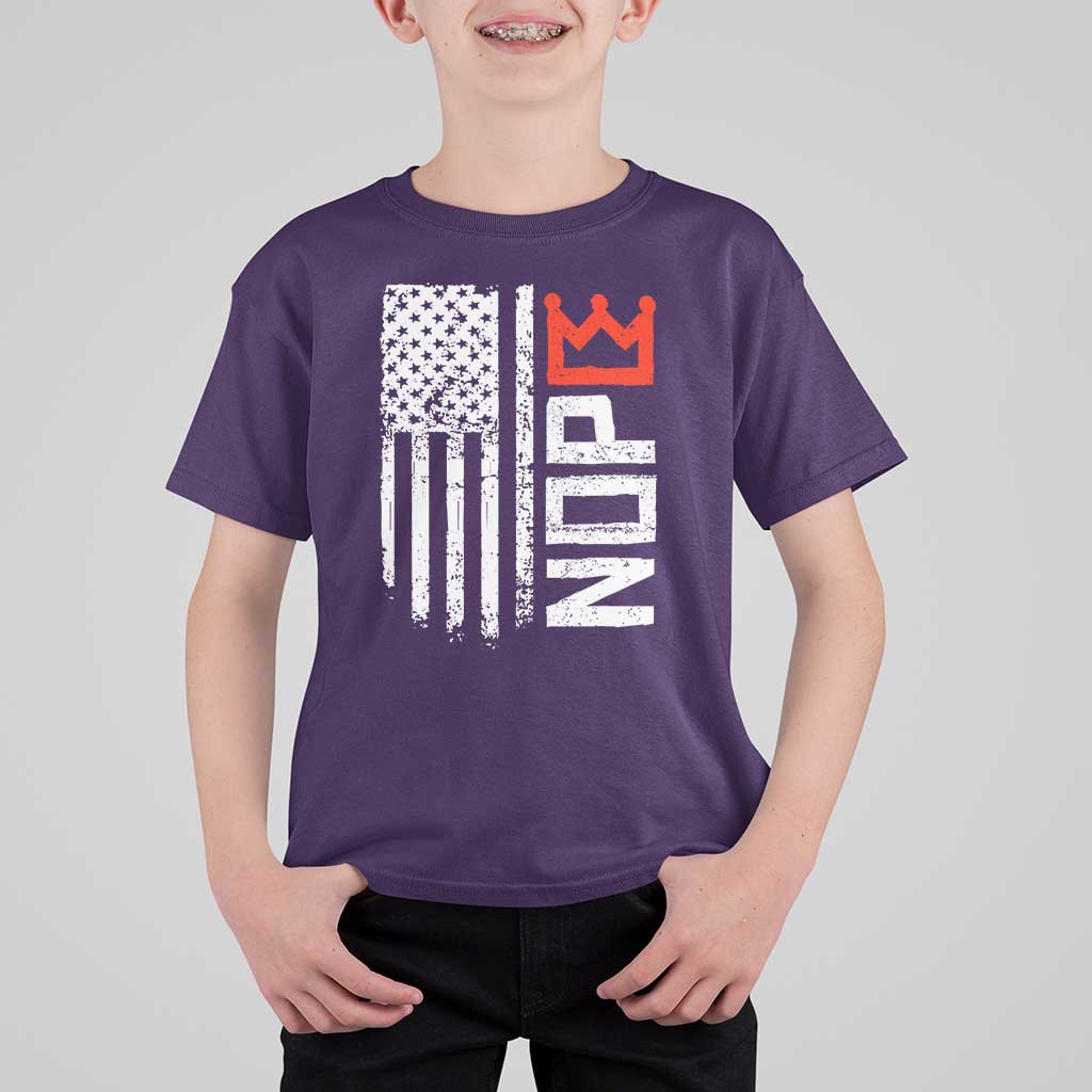 Funny Nope No Kings Vintage American Flag T Shirt For Kid - Wonder Print Shop