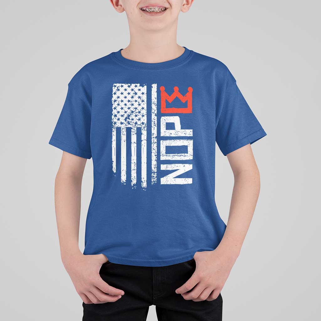 Funny Nope No Kings Vintage American Flag T Shirt For Kid - Wonder Print Shop