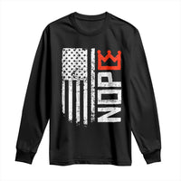 Funny Nope No Kings Vintage American Flag Long Sleeve Shirt - Wonder Print Shop