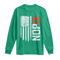 Funny Nope No Kings Vintage American Flag Long Sleeve Shirt - Wonder Print Shop