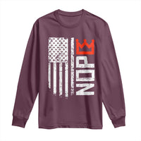 Funny Nope No Kings Vintage American Flag Long Sleeve Shirt - Wonder Print Shop
