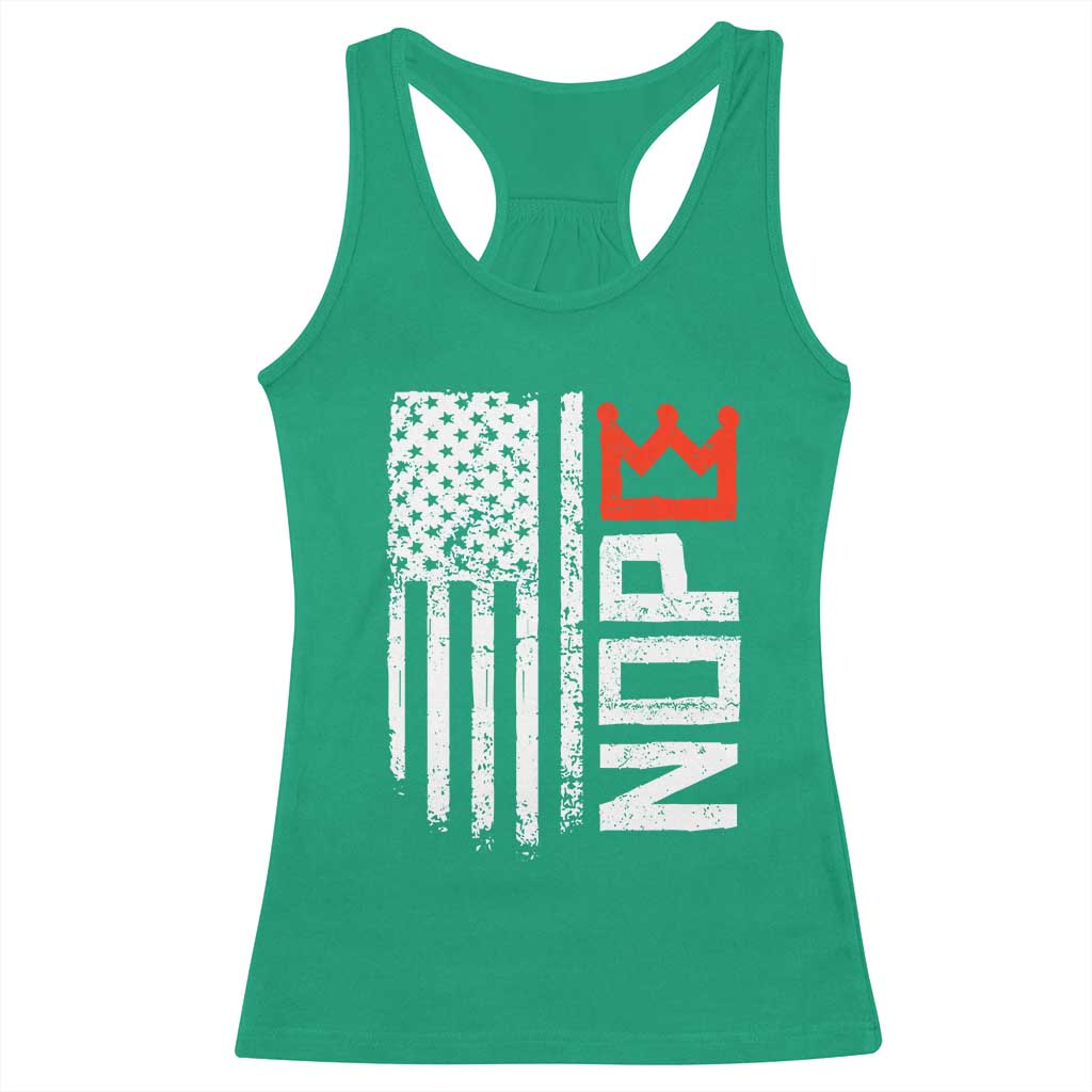 Funny Nope No Kings Vintage American Flag Racerback Tank Top - Wonder Print Shop