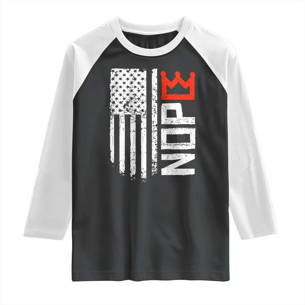 Funny Nope No Kings Vintage American Flag Raglan Shirt - Wonder Print Shop