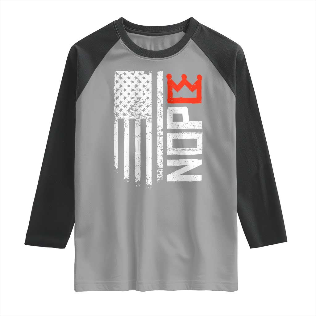 Funny Nope No Kings Vintage American Flag Raglan Shirt - Wonder Print Shop