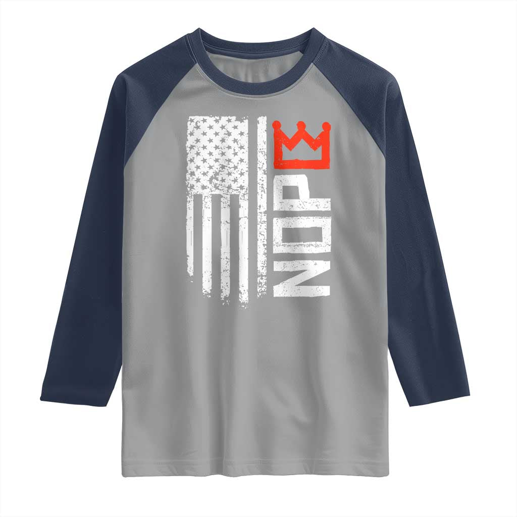 Funny Nope No Kings Vintage American Flag Raglan Shirt - Wonder Print Shop