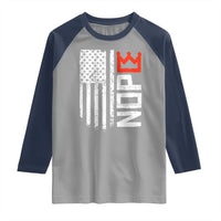 Funny Nope No Kings Vintage American Flag Raglan Shirt - Wonder Print Shop
