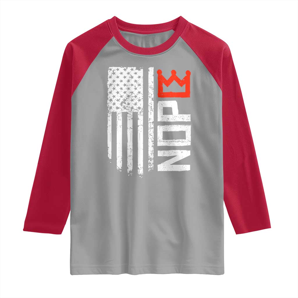 Funny Nope No Kings Vintage American Flag Raglan Shirt - Wonder Print Shop
