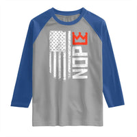 Funny Nope No Kings Vintage American Flag Raglan Shirt - Wonder Print Shop