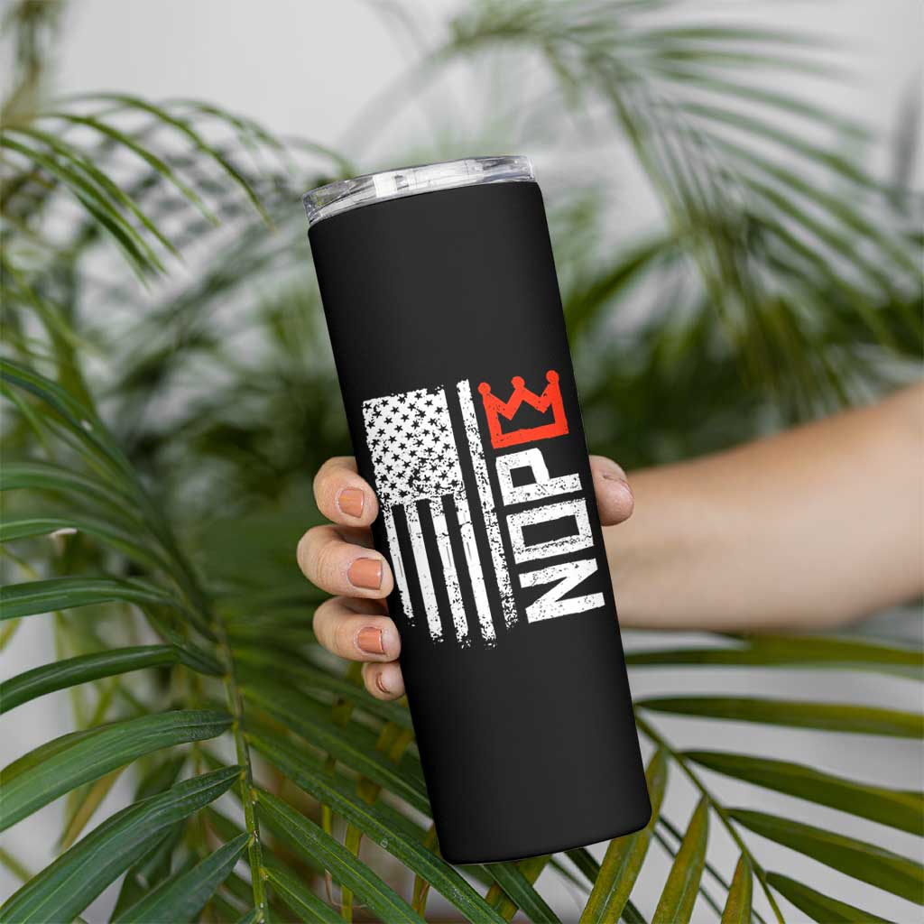 Funny Nope No Kings Vintage American Flag Skinny Tumbler - Wonder Print Shop