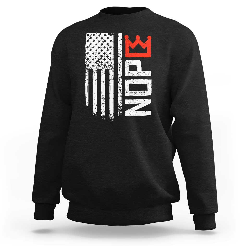 Funny Nope No Kings Vintage American Flag Sweatshirt - Wonder Print Shop