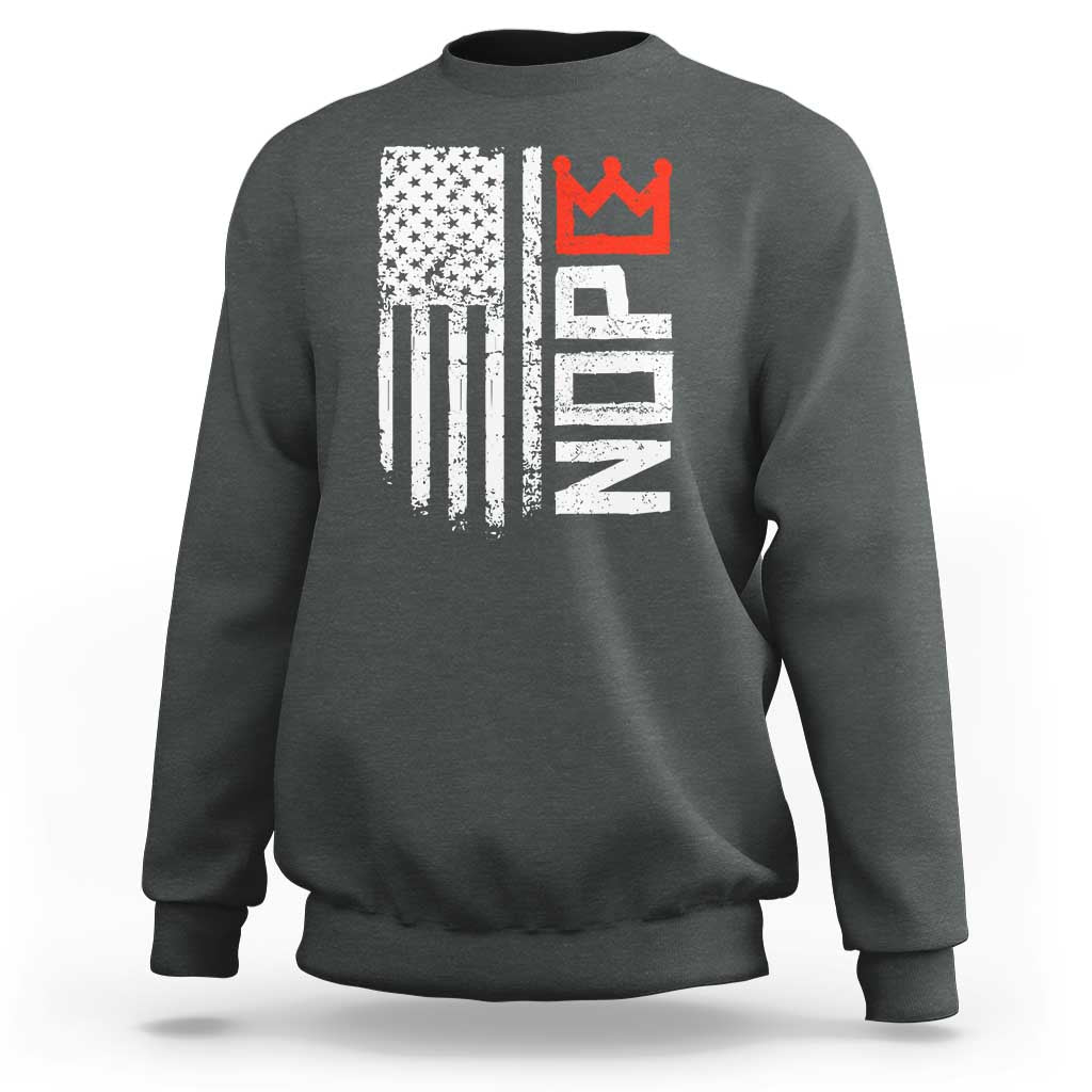 Funny Nope No Kings Vintage American Flag Sweatshirt - Wonder Print Shop