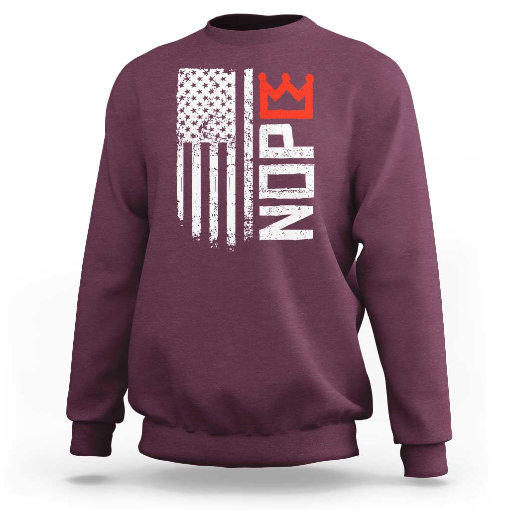 Funny Nope No Kings Vintage American Flag Sweatshirt - Wonder Print Shop