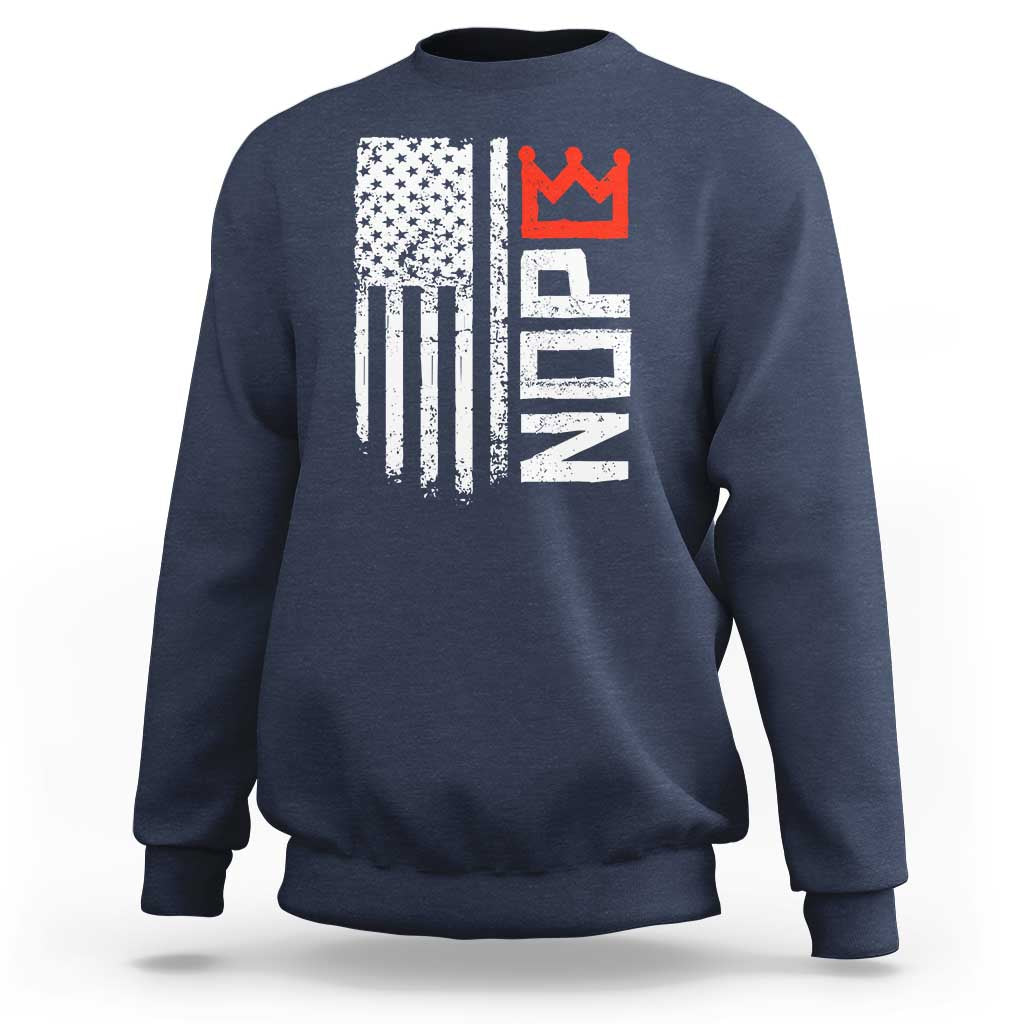 Funny Nope No Kings Vintage American Flag Sweatshirt - Wonder Print Shop