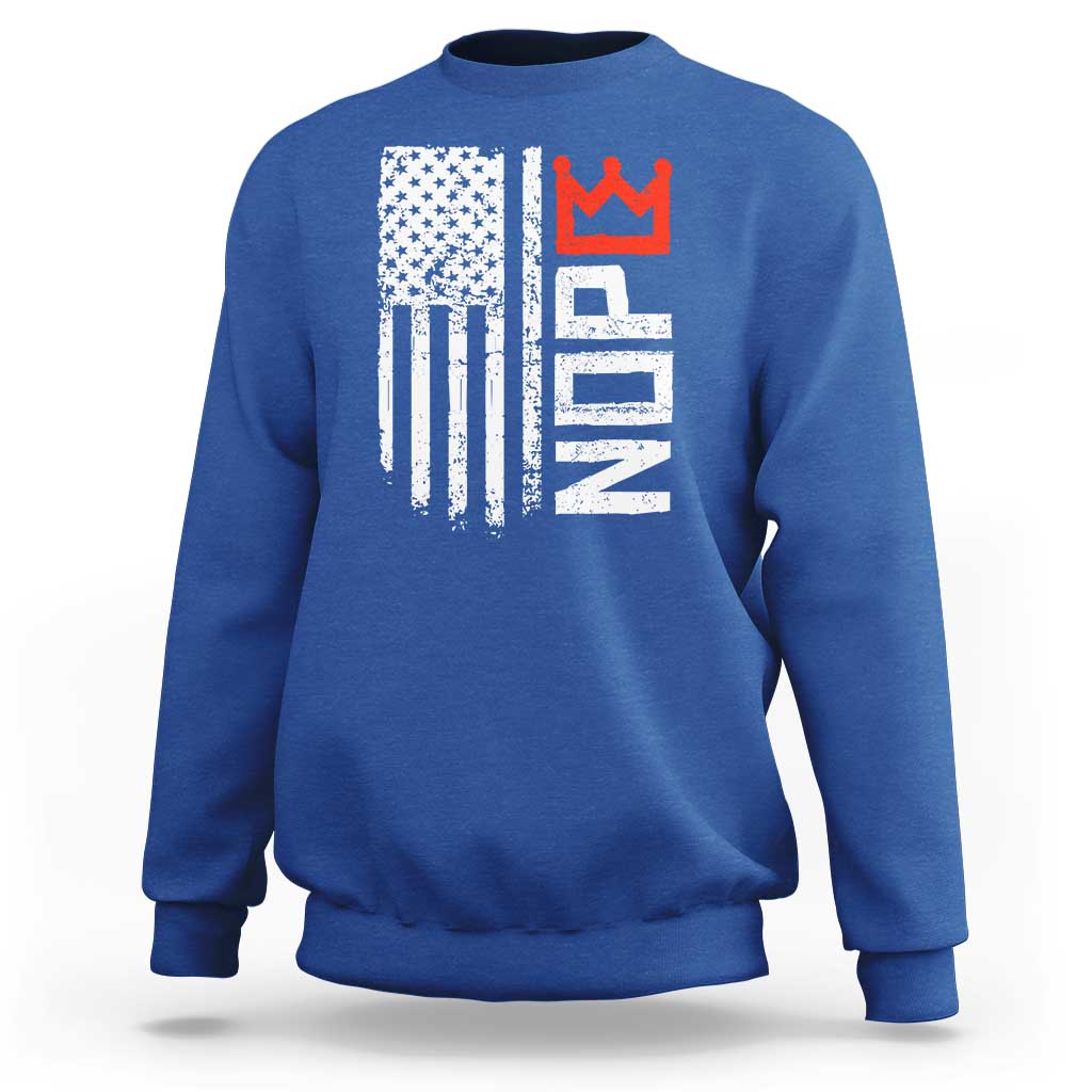 Funny Nope No Kings Vintage American Flag Sweatshirt - Wonder Print Shop
