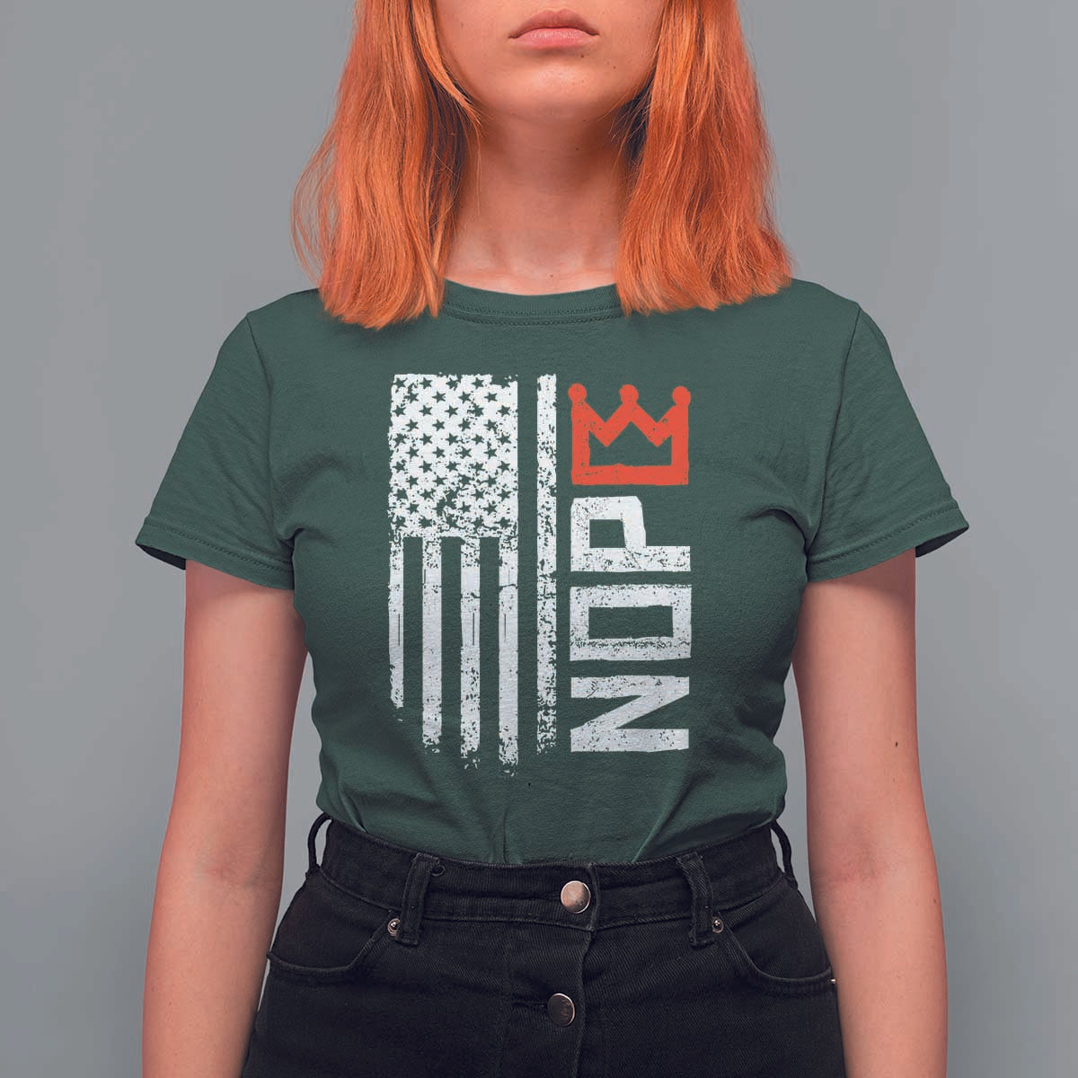 Funny Nope No Kings Vintage American Flag T Shirt For Women - Wonder Print Shop