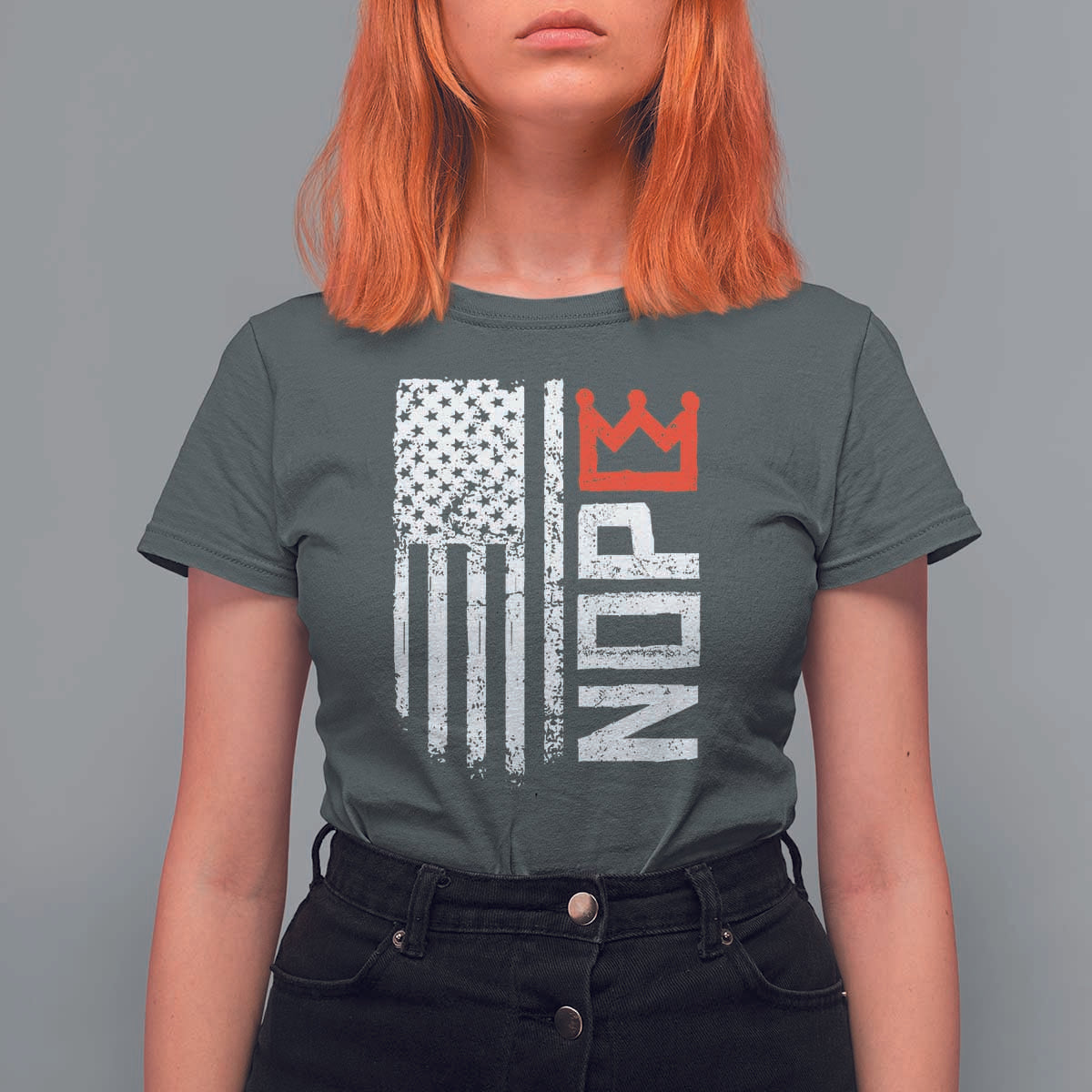 Funny Nope No Kings Vintage American Flag T Shirt For Women - Wonder Print Shop