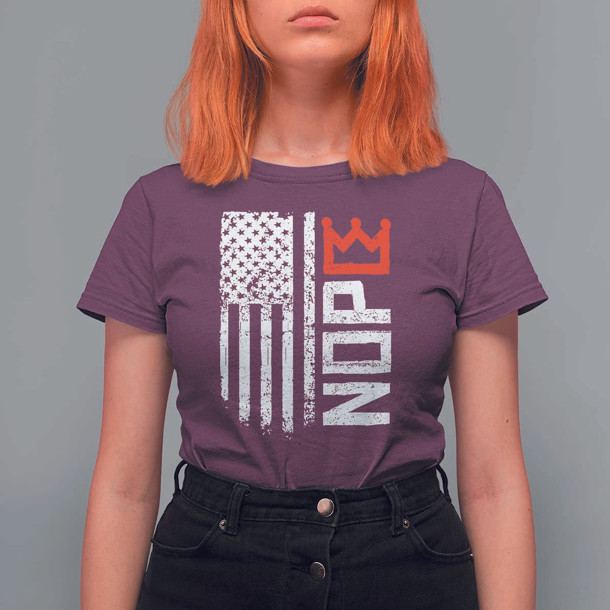 Funny Nope No Kings Vintage American Flag T Shirt For Women - Wonder Print Shop