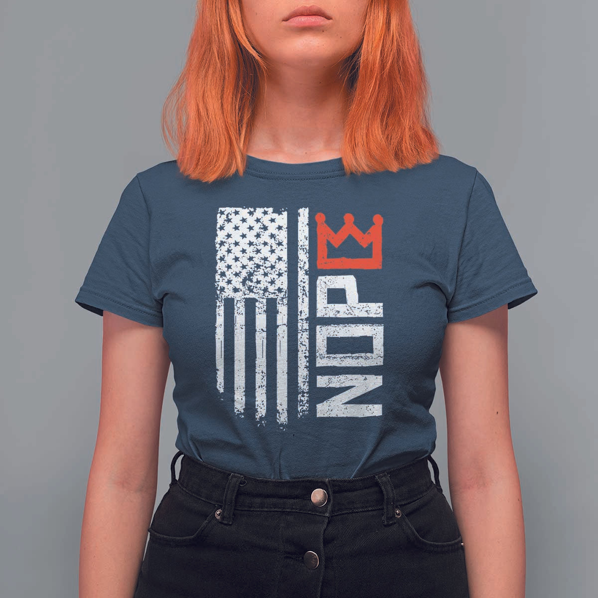Funny Nope No Kings Vintage American Flag T Shirt For Women - Wonder Print Shop