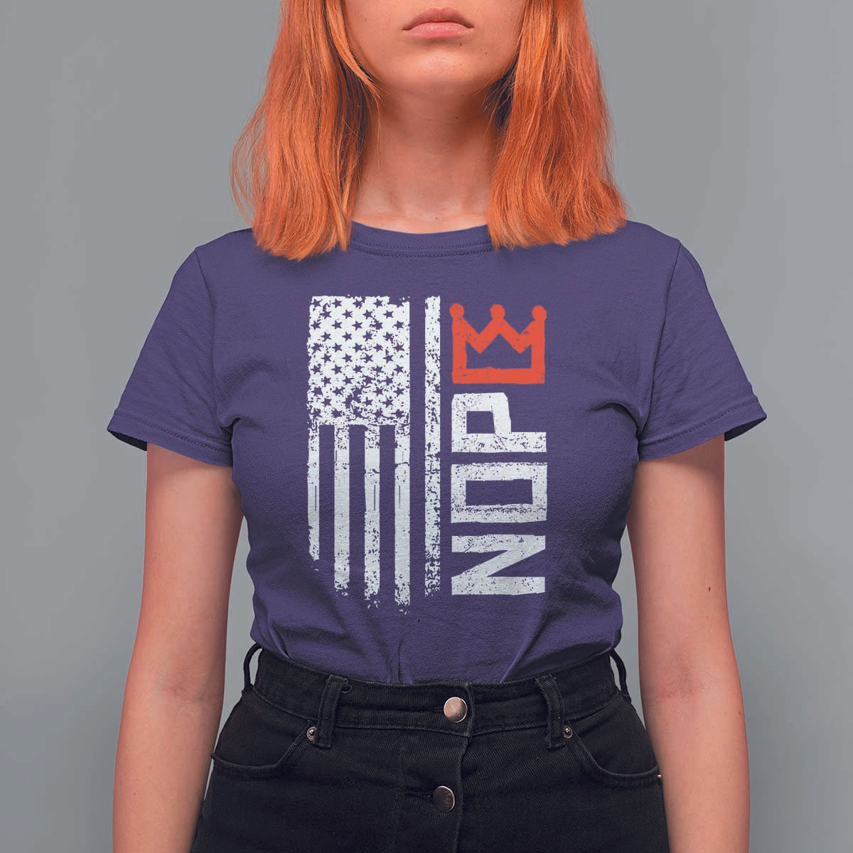 Funny Nope No Kings Vintage American Flag T Shirt For Women - Wonder Print Shop