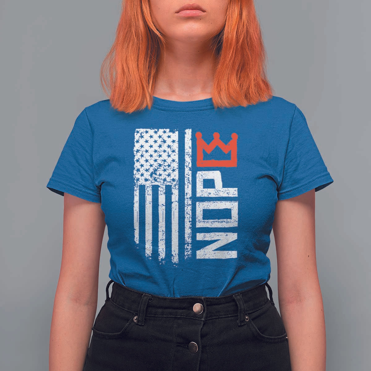 Funny Nope No Kings Vintage American Flag T Shirt For Women - Wonder Print Shop