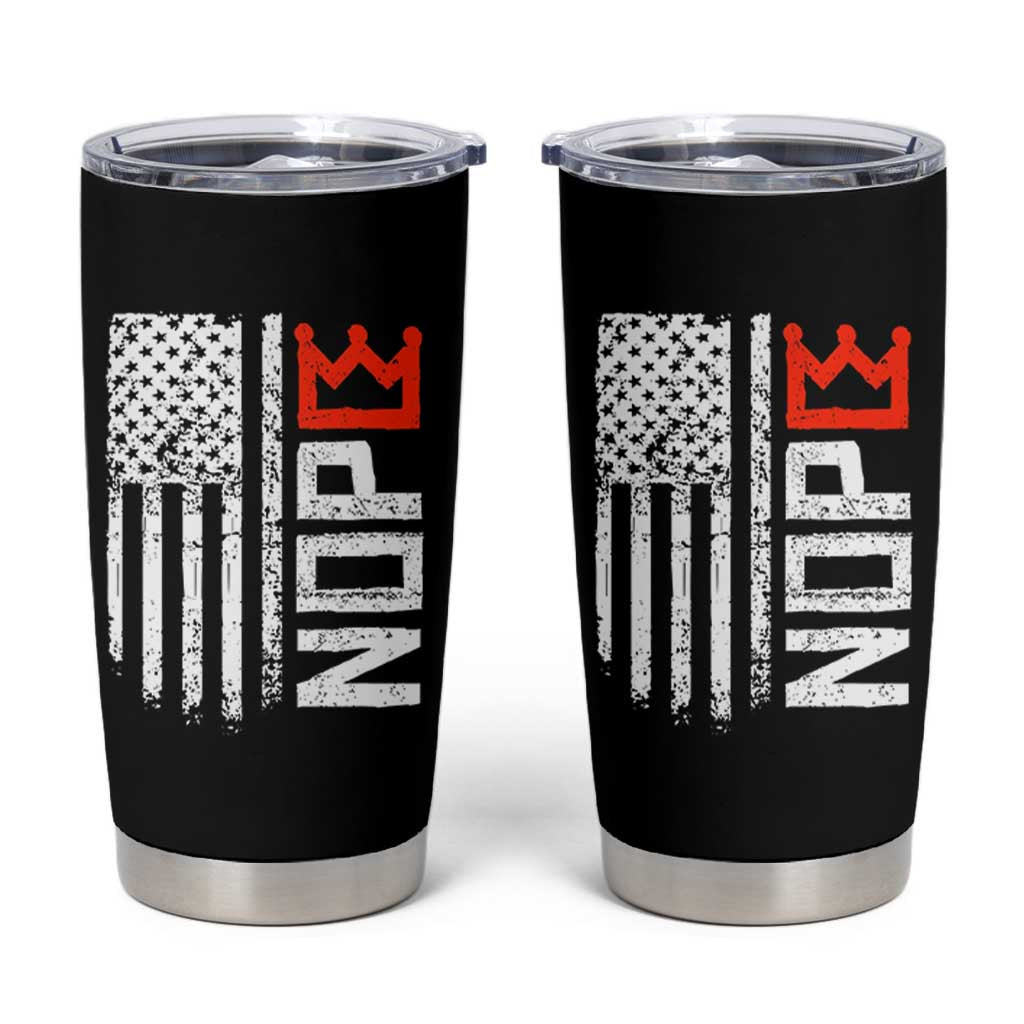 Funny Nope No Kings Vintage American Flag Tumbler Cup - Wonder Print Shop