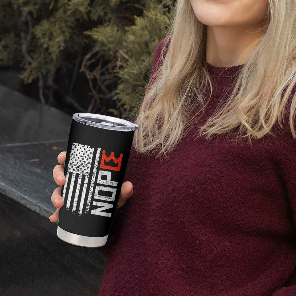 Funny Nope No Kings Vintage American Flag Tumbler Cup - Wonder Print Shop