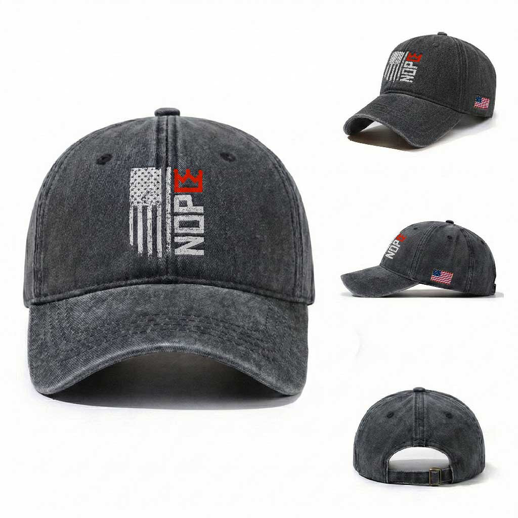 Funny Nope No Kings Vintage American Flag Washed Cotton Baseball Cap