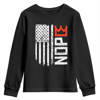 Funny Nope No Kings Vintage American Flag Youth Sweatshirt - Wonder Print Shop