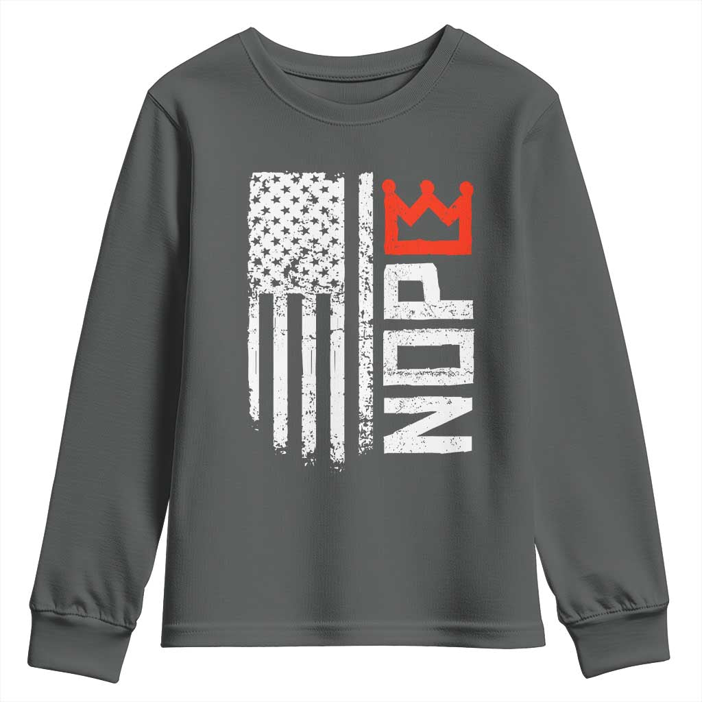 Funny Nope No Kings Vintage American Flag Youth Sweatshirt - Wonder Print Shop
