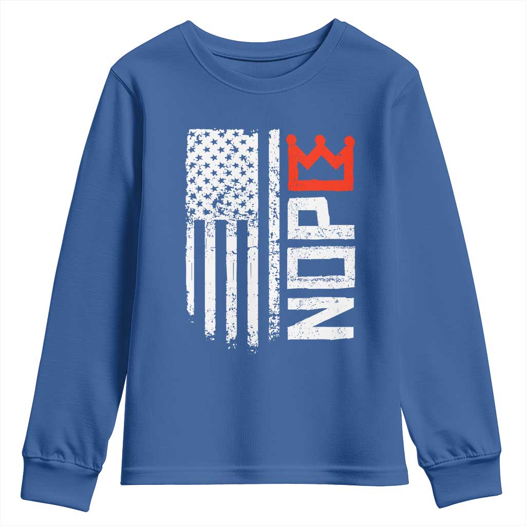 Funny Nope No Kings Vintage American Flag Youth Sweatshirt - Wonder Print Shop