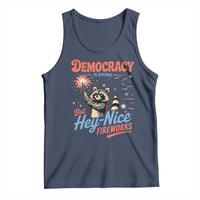 Funny Democracy Is Dying But Hey Nice Fireworks Tank Top Racoon 4th Of July - Wonder Print Shop