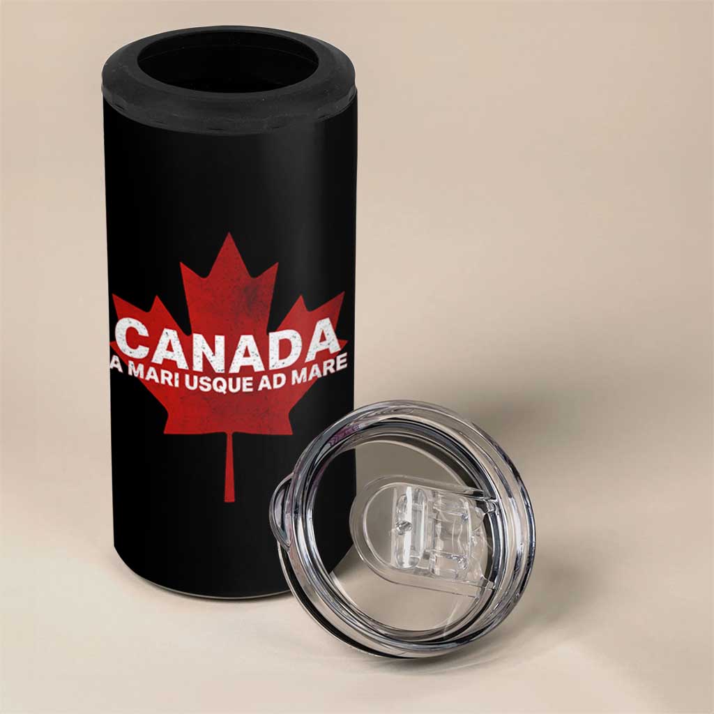 Funny Canada A Mari Usque Ad Mare 4 in 1 Can Cooler Tumbler Canadian Flag Patriotic - Wonder Print Shop