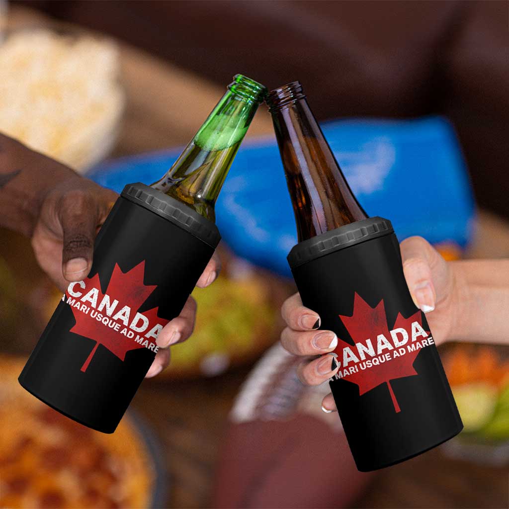 Funny Canada A Mari Usque Ad Mare 4 in 1 Can Cooler Tumbler Canadian Flag Patriotic - Wonder Print Shop