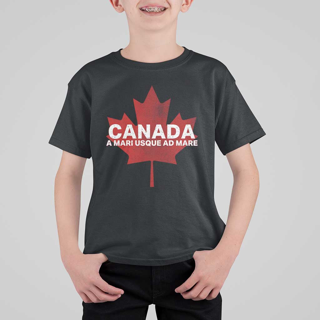 Funny Canada A Mari Usque Ad Mare T Shirt For Kid Canadian Flag Patriotic - Wonder Print Shop