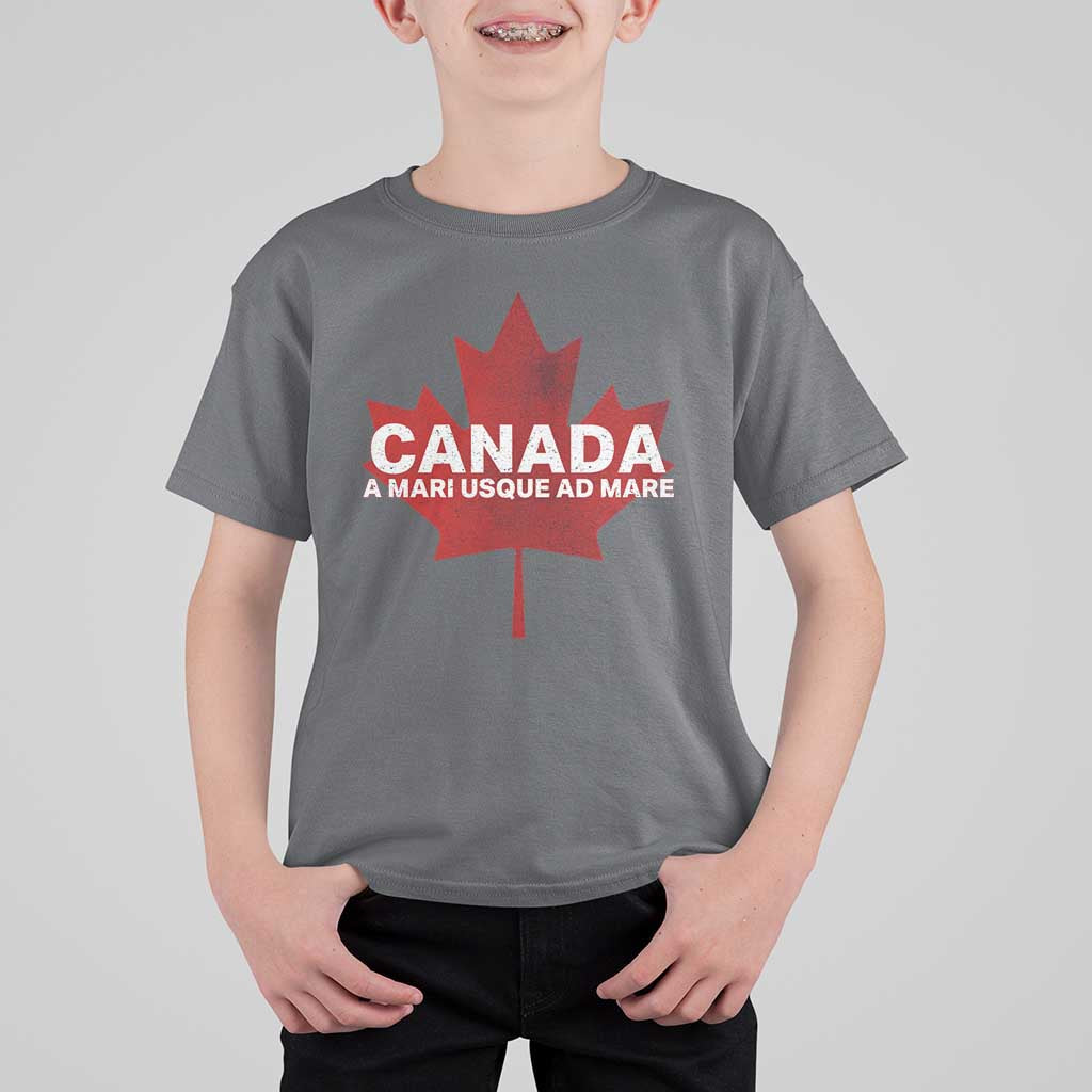 Funny Canada A Mari Usque Ad Mare T Shirt For Kid Canadian Flag Patriotic - Wonder Print Shop